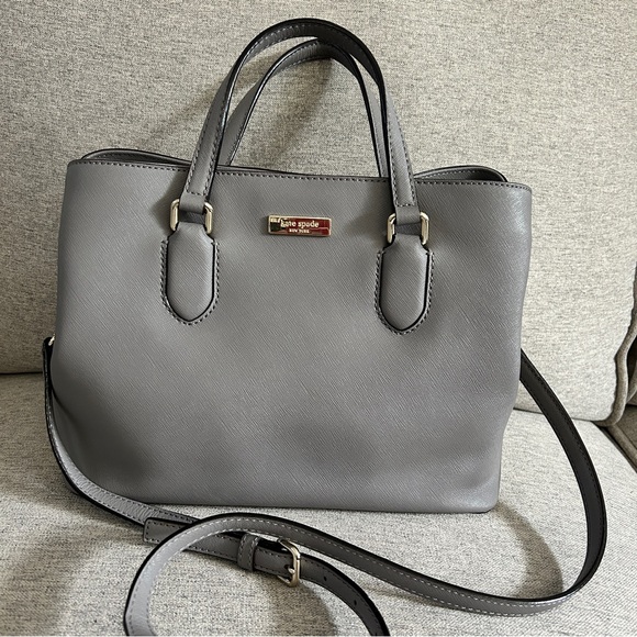 Kate Spade Laurel Way Grey Evangelie Satchel Tote Crossbody - Picture 3 of 11